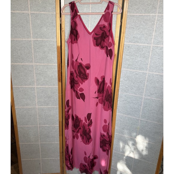 Vintage‎ Dress Maxi Long Floral Pink Fairy Casual Vacation Summer Size Large 16 - Picture 1 of 12